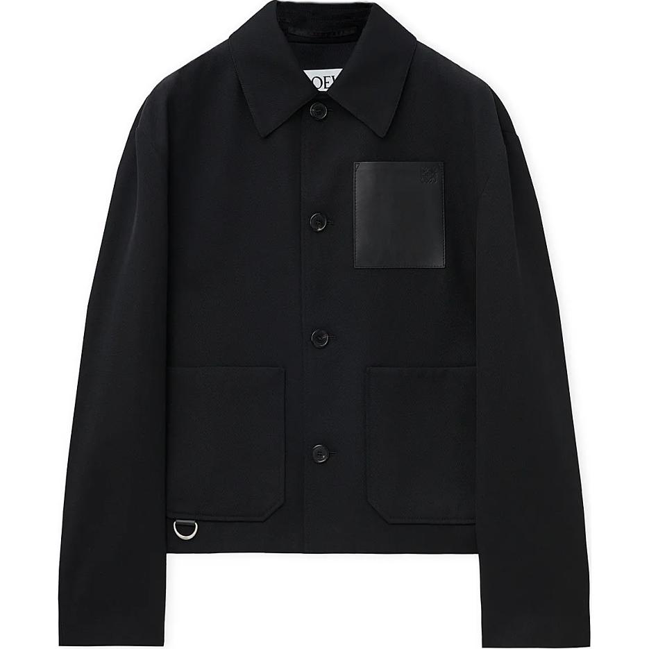 Order LOEWE FW24 黑色壓紋標誌寬鬆工裝夾克 H526Y02W82-1100