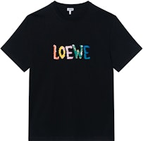 LOEWE FW24 Black Logo Embroidered Relaxed Fit Crewneck T-Shirt. H526Y22XBF-1100 LOEWE FW24 Black Logo Embroidered Relaxed Fit Crewneck T-Shirt. H526Y22XBF-1100