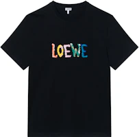 Order LOEWE FW24 黑色刺繡標誌寬鬆版型圓領T恤。 H526Y22XBF-1100