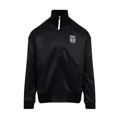 LOEWE FW24 Black Logo Print High-Neck Loose-Fit Long-Sleeve Jacket HSM1Y02X04-1100