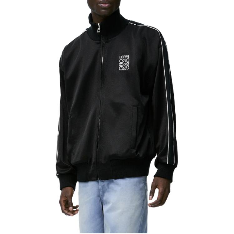 Purchase Chaqueta Negra de LOEWE FW24 con Logo, Cuello Alto y Manga Larga Holgada. HSM1Y02X04-1100