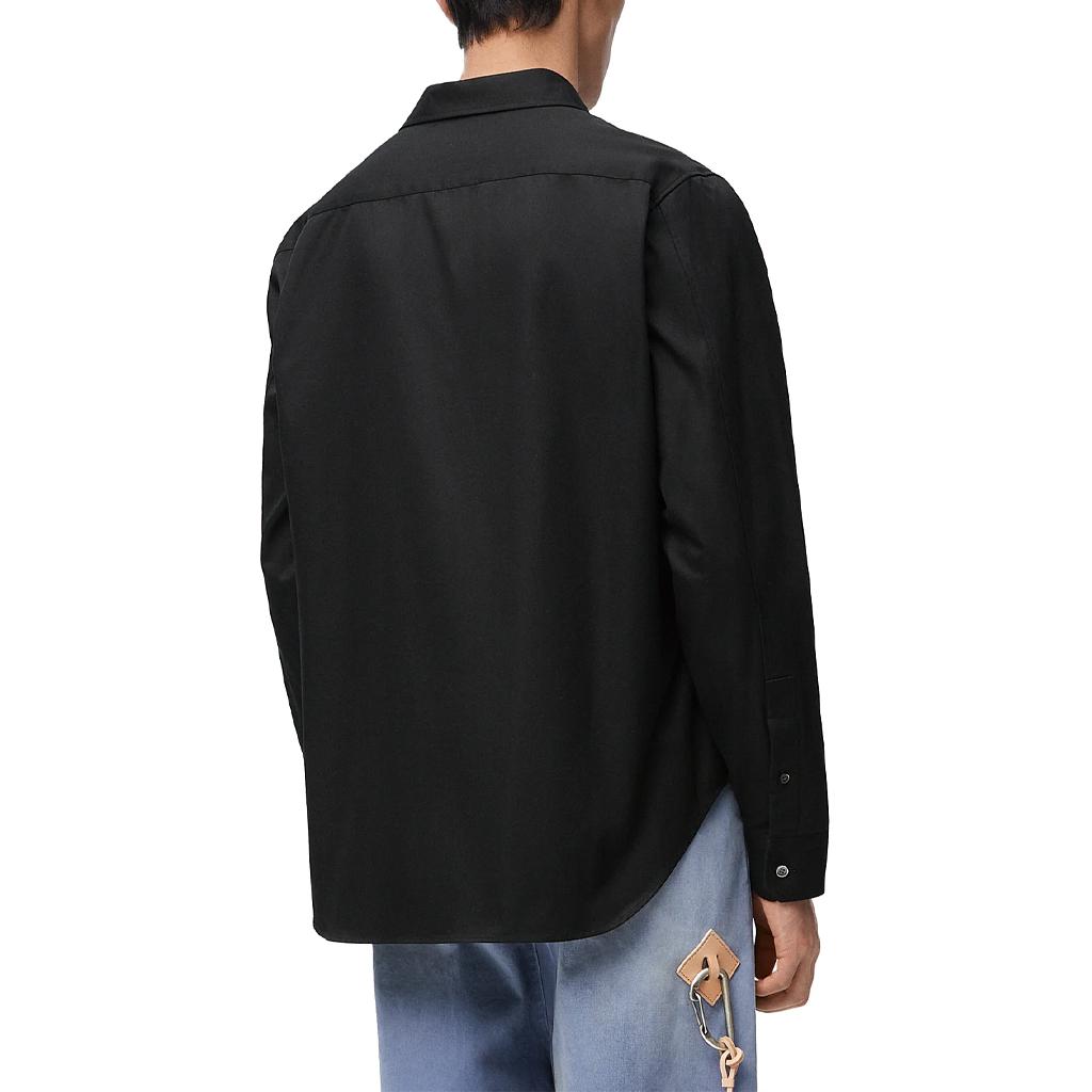 Shop LOEWE FW24 Baju Hitam Lengan Panjang dengan Sulaman Logo. H526Y05X82-1100