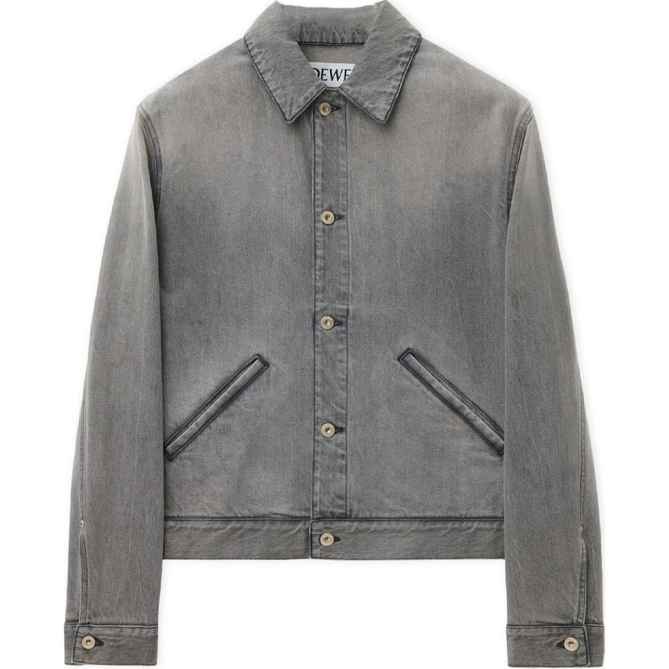 LOEWE FW24  Grey Mixed Denim Jacket with Oil Painting Collar and Pockets H526Y50W22-1440
