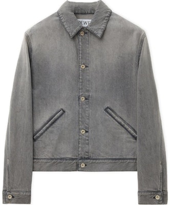 LOEWE FW24 Grey Mixed Denim Jacket with Oil Painting Collar and Pockets H526Y50W22-1440 Order LOEWE FW24 Grey Mixed Denim Jacket with Oil Painting Collar and Pockets H526Y50W22-1440