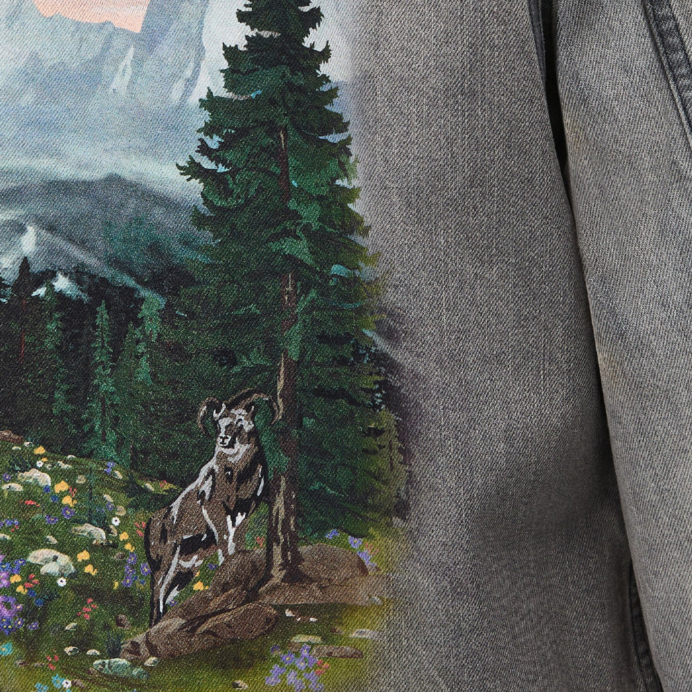 Sizing 로에베 FW24 그레이 혼합 데님 재킷 오일 페인팅 칼라와 포켓 H526Y50W22-1440