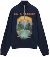 LOEWE FW24 High-Neck Loose-Fit Embroidered Logo Sweatshirt Navy Blue. H526Y24X44-5120 LOEWE FW24 High-Neck Loose-Fit Embroidered Logo Sweatshirt Navy Blue. H526Y24X44-5120