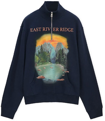 LOEWE FW24 High-Neck Loose-Fit Embroidered Logo Sweatshirt Navy Blue. H526Y24X44-5120 Buy LOEWE FW24 High-Neck Loose-Fit Embroidered Logo Sweatshirt Navy Blue. H526Y24X44-5120