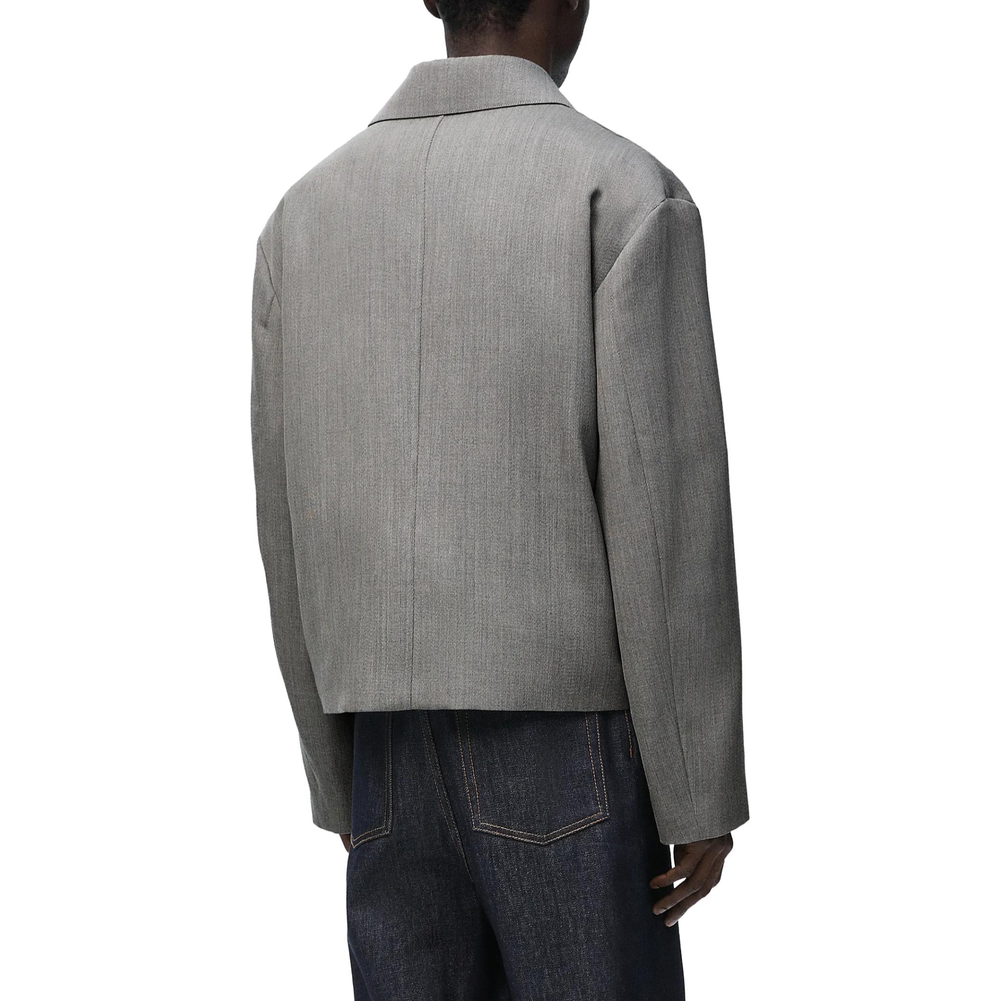 Shop LOEWE FW24 混灰色單排扣寬鬆版長袖外套. H526Y02W82-1440