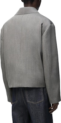 LOEWE FW24 Mixed Gray Single-Breasted Loose-Fit Long Sleeve Jacket. H526Y02W82-1440 Shop LOEWE FW24 Mixed Gray Single-Breasted Loose-Fit Long Sleeve Jacket. H526Y02W82-1440