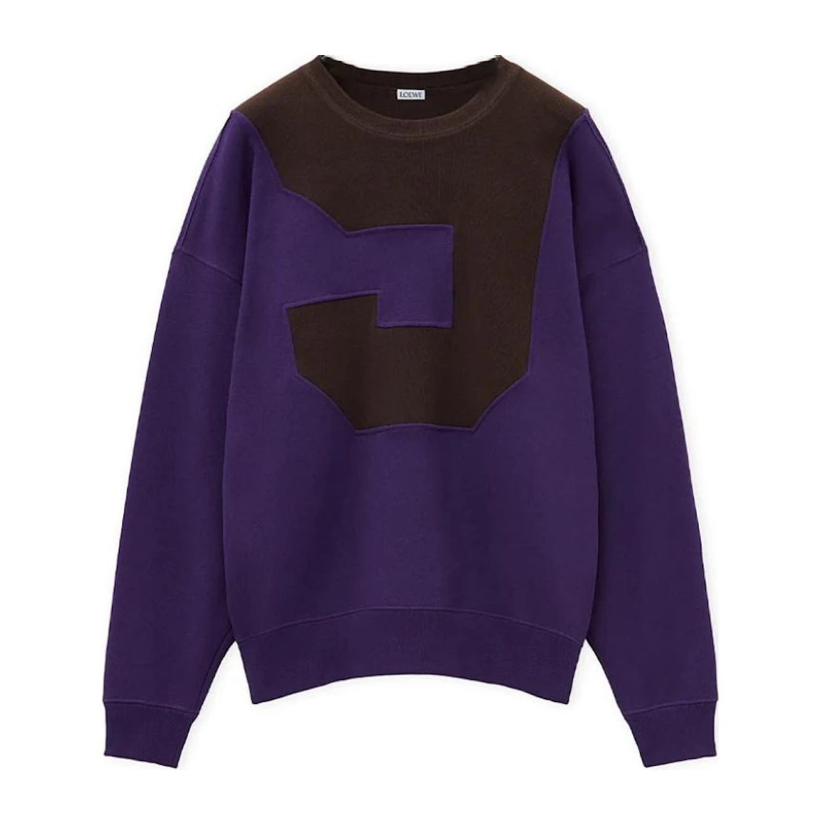 ロエベ FW24 パープル パッチワーク クルーネック ルーズフィット 長袖 ロエベ FW24 パープル パッチワーク クルーネック ルーズフィット 長袖