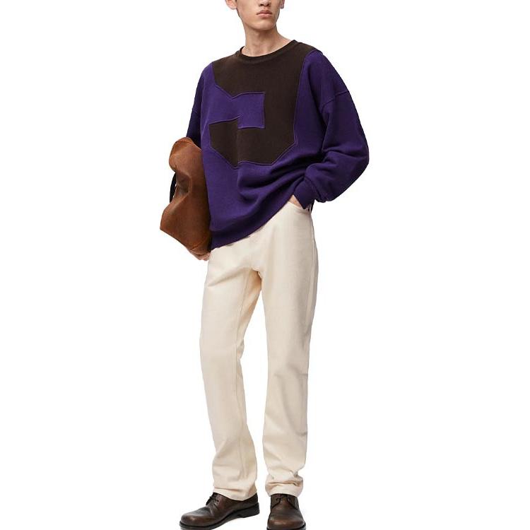 Lookbook LOEWE FW24 紫色拼接寬鬆版長袖圓領衛衣. H526Y24X43-6103