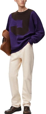 LOEWE FW24 Purple Patchwork Crewneck Loose Fit Long Sleeve Sweatshirt. H526Y24X43-6103 Lookbook LOEWE FW24 Purple Patchwork Crewneck Loose Fit Long Sleeve Sweatshirt. H526Y24X43-6103