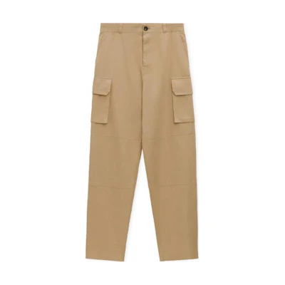 LOEWE FW24 Solid Color Cargo Pants with Zipper Pockets in Beige. H526Y04WEO-2150