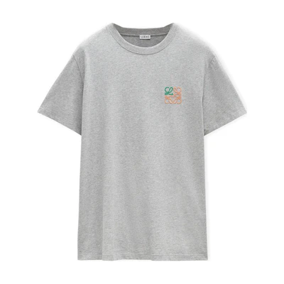 LOEWE FW24 Solid Color Logo Embroidered Crewneck T-Shirt in Grey. H526Y22X75-1440