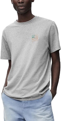 LOEWE FW24 Kemeja-T Leher Bulat Kelabu Logo Sulam Warna Solid. H526Y22X75-1440 Shop LOEWE FW24 Kemeja-T Leher Bulat Kelabu Logo Sulam Warna Solid. H526Y22X75-1440