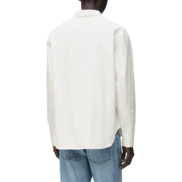 Shop ロエベ FW24 ソリッドカラー長袖ボタンアップシャツ オフホワイト H526Y05X82-2100