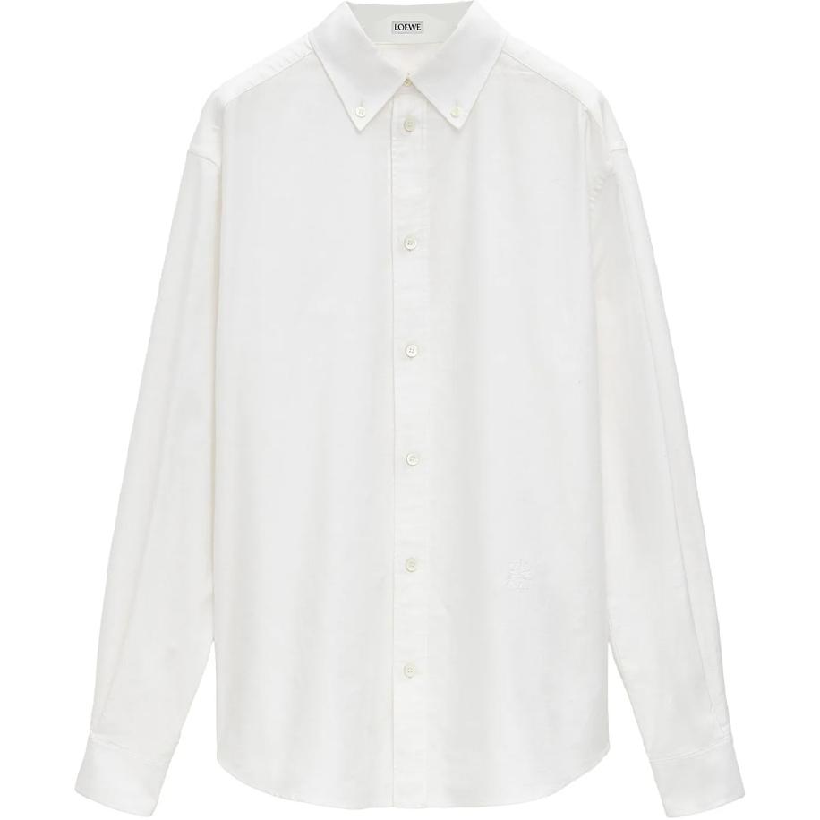 LOEWE FW24  White Long Sleeve Shirt with Embroidered Logo. H526Y05X71-2100