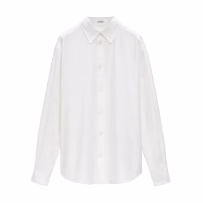 LOEWE FW24 White Long Sleeve Shirt with Embroidered Logo. H526Y05X71-2100