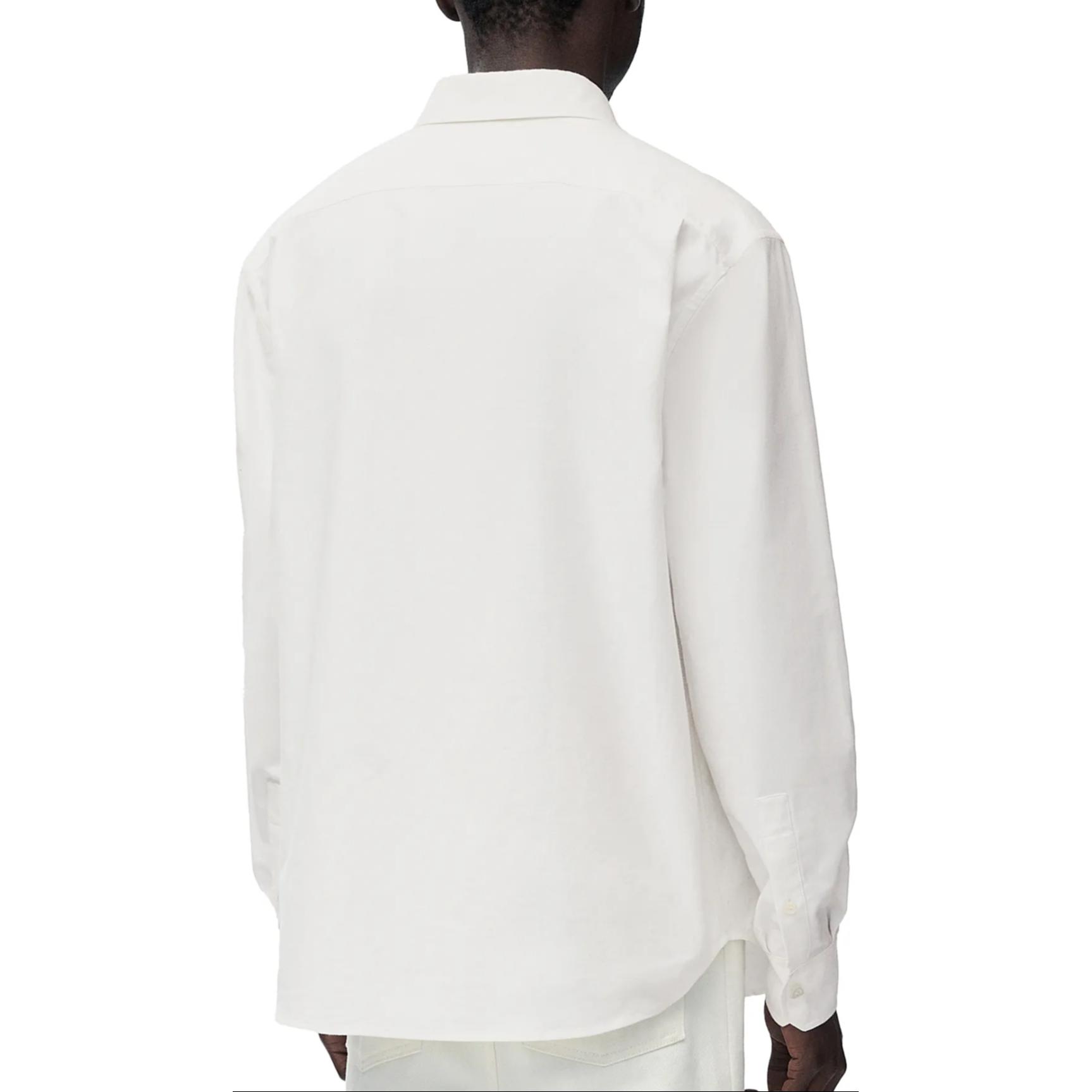 Shop LOEWE FW24 Baju Lengan Panjang Putih dengan Logo Sulam. H526Y05X71-2100