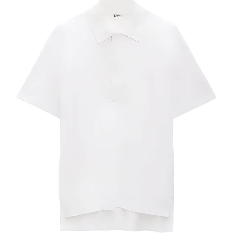 LOEWE FW24  White Polo Shirt with Solid Color and Logo Embroidery. H526Y23X61-2100