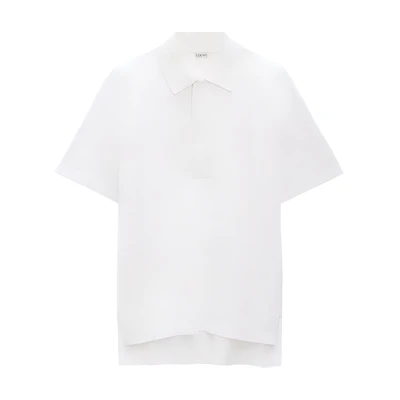 LOEWE FW24 White Polo Shirt with Solid Color and Logo Embroidery. H526Y23X61-2100