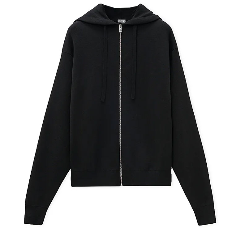 LOEWE FW24 Black  Hoodie with Embossed Logo and Full-Zip Design. H526Y16K84-1100 圖 2