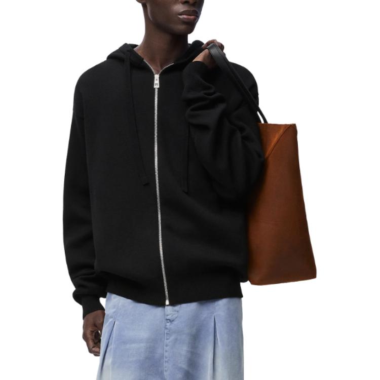 LOEWE FW24 Black  Hoodie with Embossed Logo and Full-Zip Design. H526Y16K84-1100 圖 4