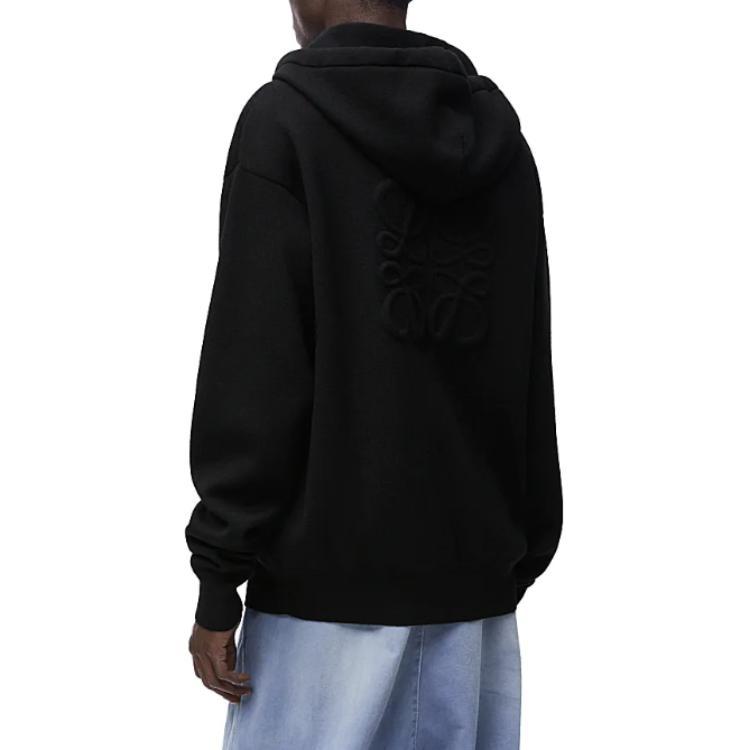 LOEWE FW24 Black  Hoodie with Embossed Logo and Full-Zip Design. H526Y16K84-1100 圖 5