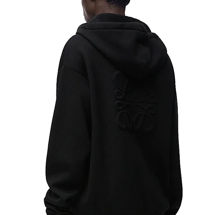 LOEWE FW24 Black  Hoodie with Embossed Logo and Full-Zip Design. H526Y16K84-1100 圖 7