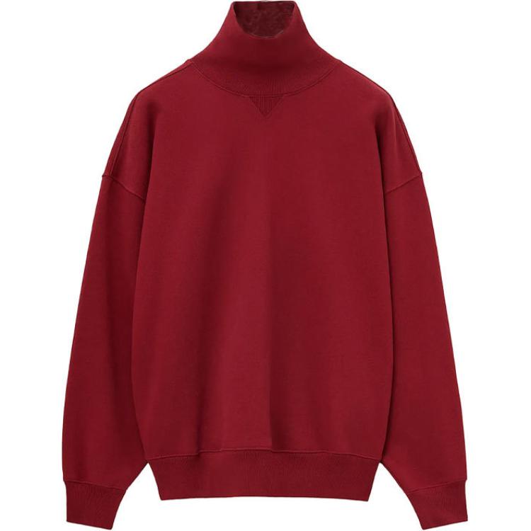 LOEWE FW24 Burgundy High-Neck Logo Embroidered Oversized Sweatshirt H526Y24X41-7110