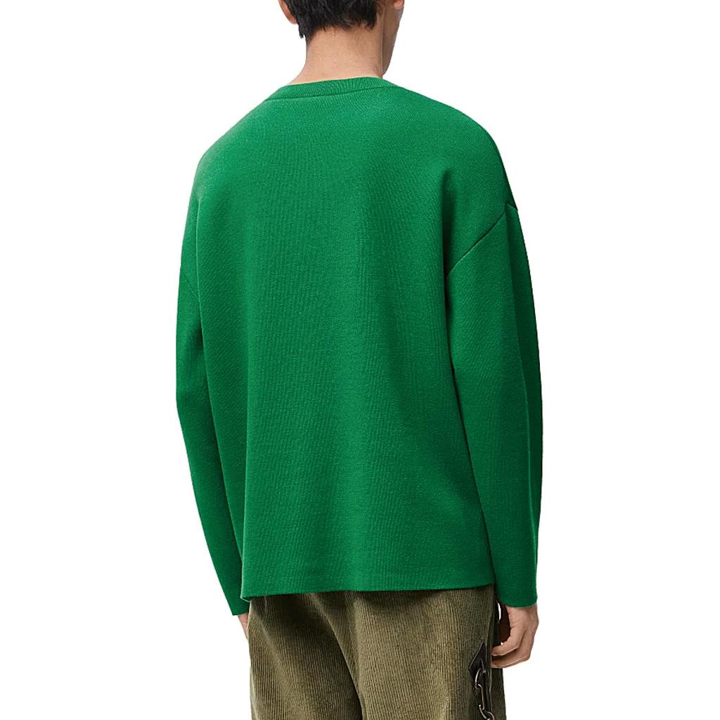 Shop 로에베 FW24 엠보 로고 크루넥 풀오버 스웨터 남성 딥그린. H526Y14KEE-4110