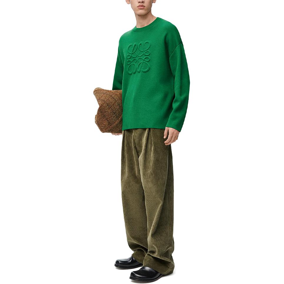 Purchase 로에베 FW24 엠보 로고 크루넥 풀오버 스웨터 남성 딥그린. H526Y14KEE-4110