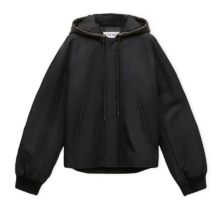LOEWE FW24 Runway Black Loose-Fit Zipper Bomber Jacket H526Y02W89-1100