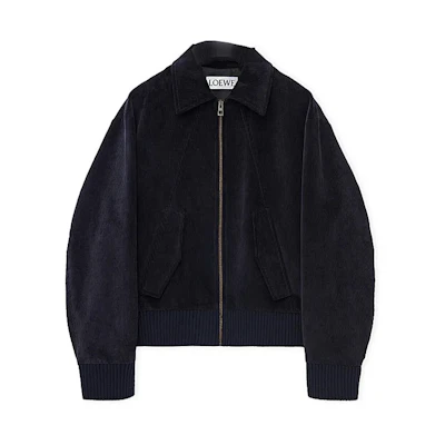 LOEWE FW24 Solid Color Loose-Fit Zip Jacket Deep Navy Blue - H526Y02W85-5190