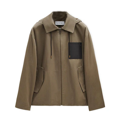 LOEWE FW24 Solid Color Patchwork Flap Pocket Loose Jacket Khaki Brown Menswear H526Y02W94-6975
