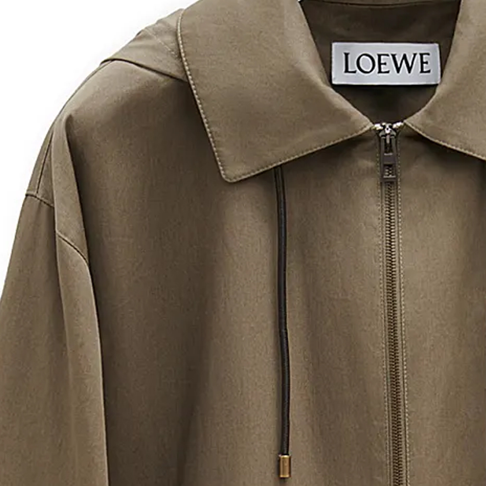 Sizing LOEWE FW24 純色拼接翻蓋口袋寬鬆外套 卡其棕色 男裝 H526Y02W94-6975