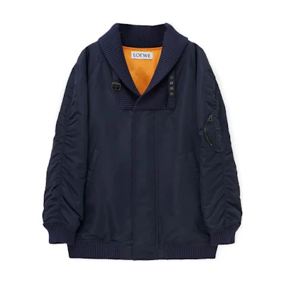 LOEWE FW24 Solid Pocket Relaxed Fit Pilot Jacket Midnight Blue H526Y02W83-5440
