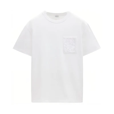 LOEWE FW24 White Crewneck Loose Fit T-Shirt with Embroidered Logo H526Y22XB-C2100