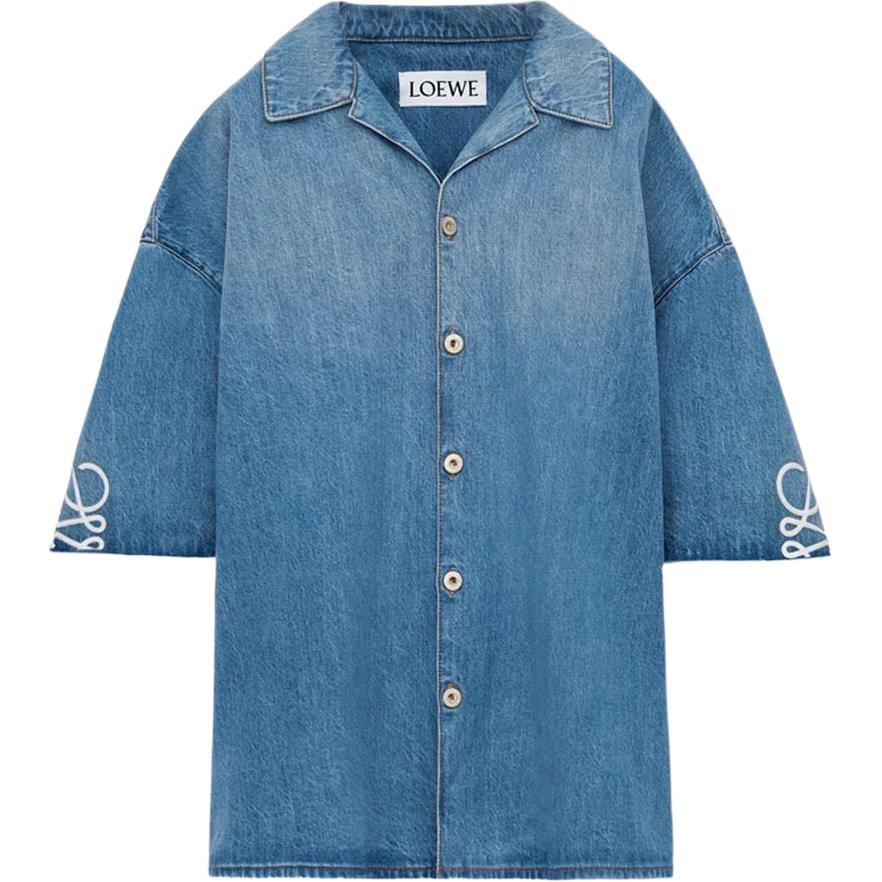LOEWE FW25  Anagram Denim Short Sleeve Shirt for Men H526Y1DW18-6395