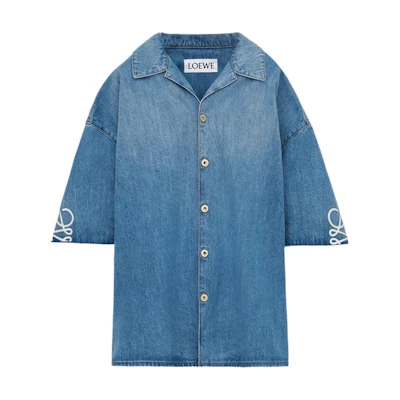 LOEWE FW25 Anagram Denim Short Sleeve Shirt for Men H526Y1DW18-6395