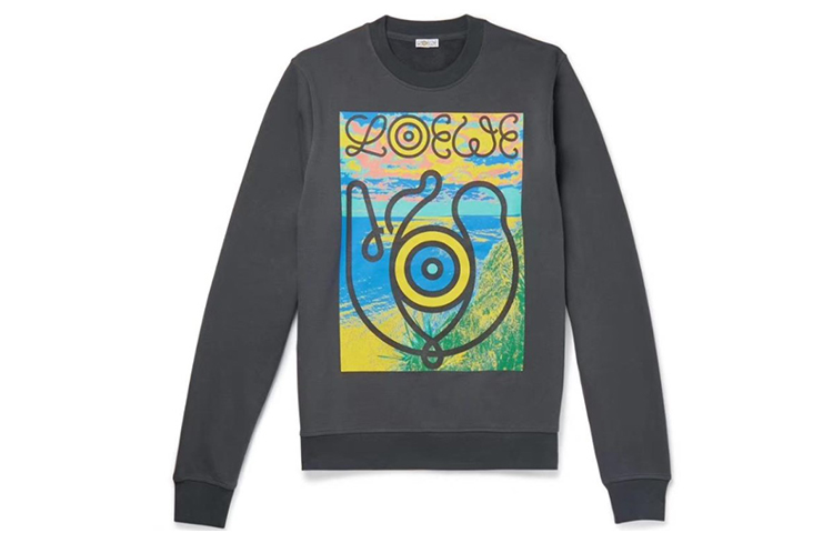 LOEWE Gray Eye Print Crewneck Long Sleeve Sweatshirt Gray H6299940PC-1720