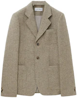 LOEWE Herringbone Notch Lapel Single-Breasted Jacket Grey FW24 HSM1Y03W11-1082 LOEWE Herringbone Notch Lapel Single-Breasted Jacket Grey FW24 HSM1Y03W11-1082
