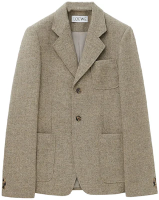 ロエベ ヘリンボーン ノッチ ラペル シングルブレスト ジャケット グレー FW24 HSM1Y03W11-1082 Buy ロエベ ヘリンボーン ノッチ ラペル シングルブレスト ジャケット グレー FW24 HSM1Y03W11-1082