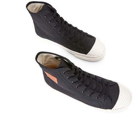 ロエベ キャンバスハイカットスニーカー (黒) M616282X05-1100 Shop ロエベ キャンバスハイカットスニーカー (黒) M616282X05-1100