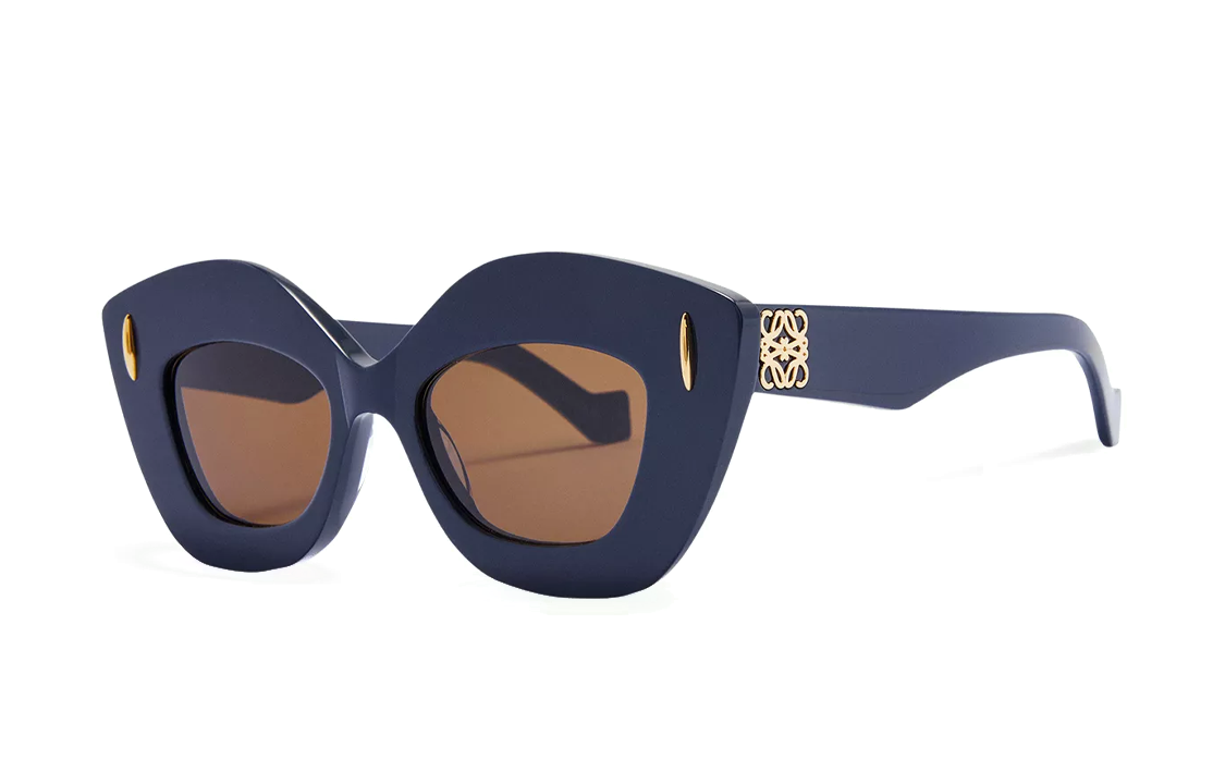 LOEWE Irregular Acetate Logo Sunglasses Unisex Couple Style - Blue. G736SUNX025110