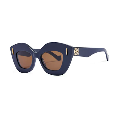 LOEWE Irregular Acetate Logo Sunglasses Unisex Couple Style - Blue. G736SUNX025110
