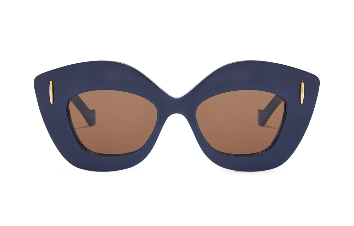 Lookbook LOEWE 不规则醋酸板材标志墨镜 情侣款男女同款 - 蓝色。 G736SUNX025110