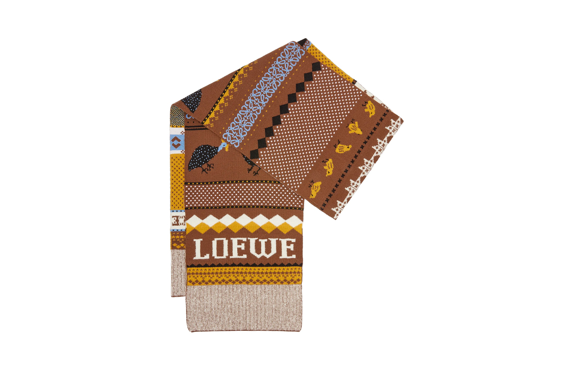 Lookbook LOEWE Knit Wool Scarf Unisex Couple Style Brown F811487X40