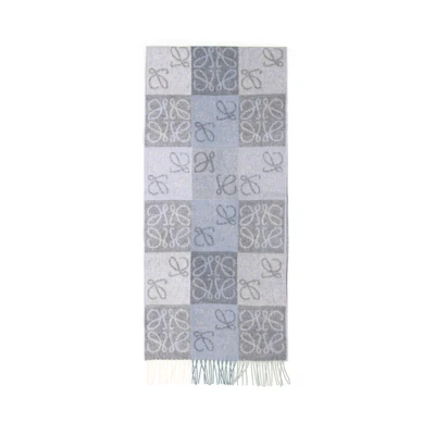 LOEWE Knitted Warm Wool Scarf Unisex Blue - Couple Style F810487X17 0010967651