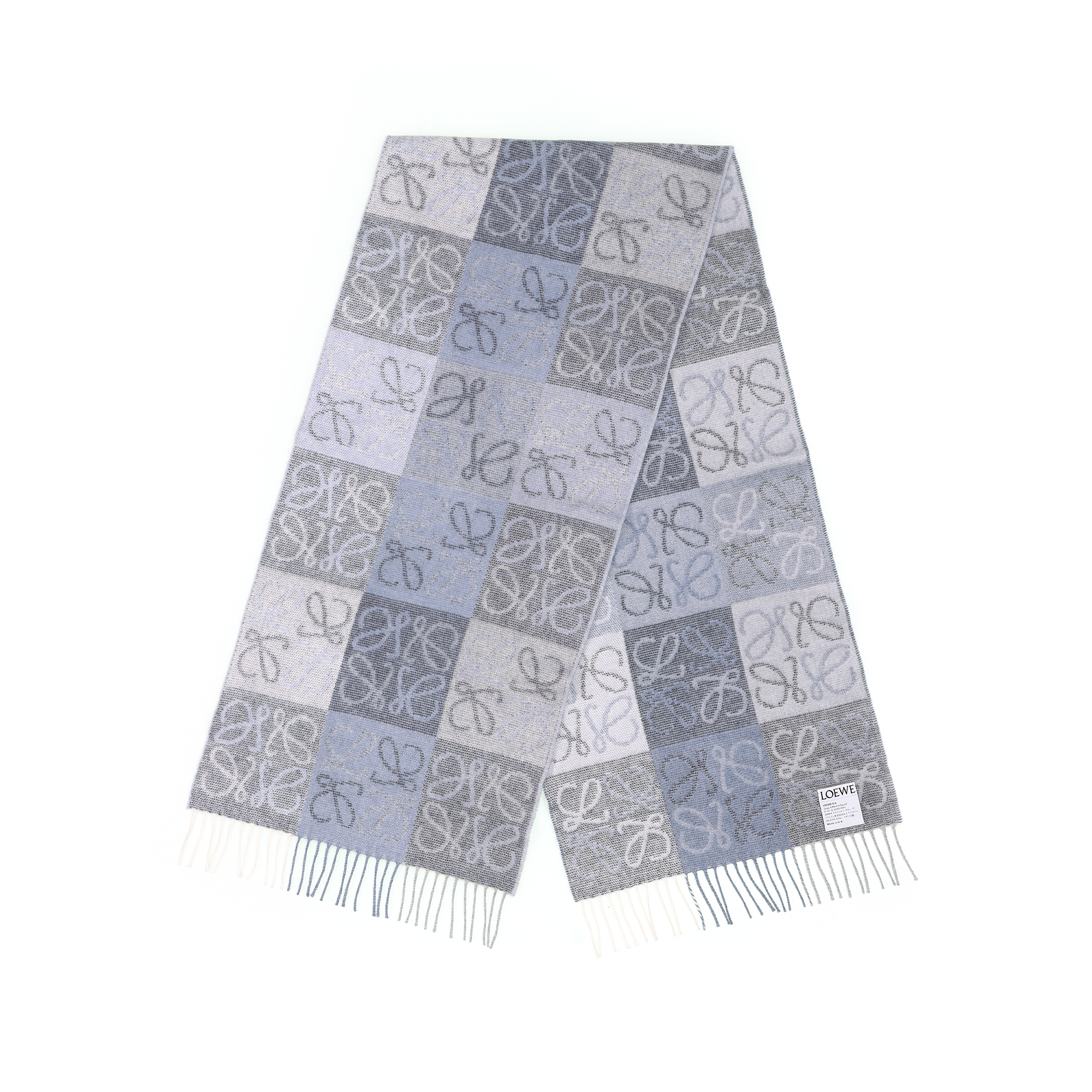 Lookbook LOEWE Knitted Warm Wool Scarf Unisex Blue - Couple Style F810487X17 0010967651